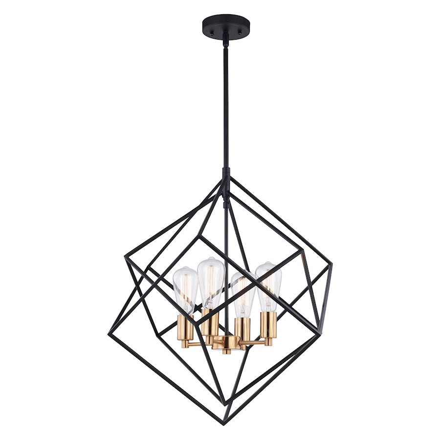 Vaxcel Rad 4 Light Pendant, Natural Brass, Black - P0307