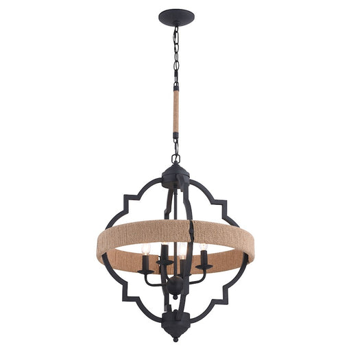 Vaxcel Beaumont 4 Light 20" Pendant, Natural Rope/Gray - P0308