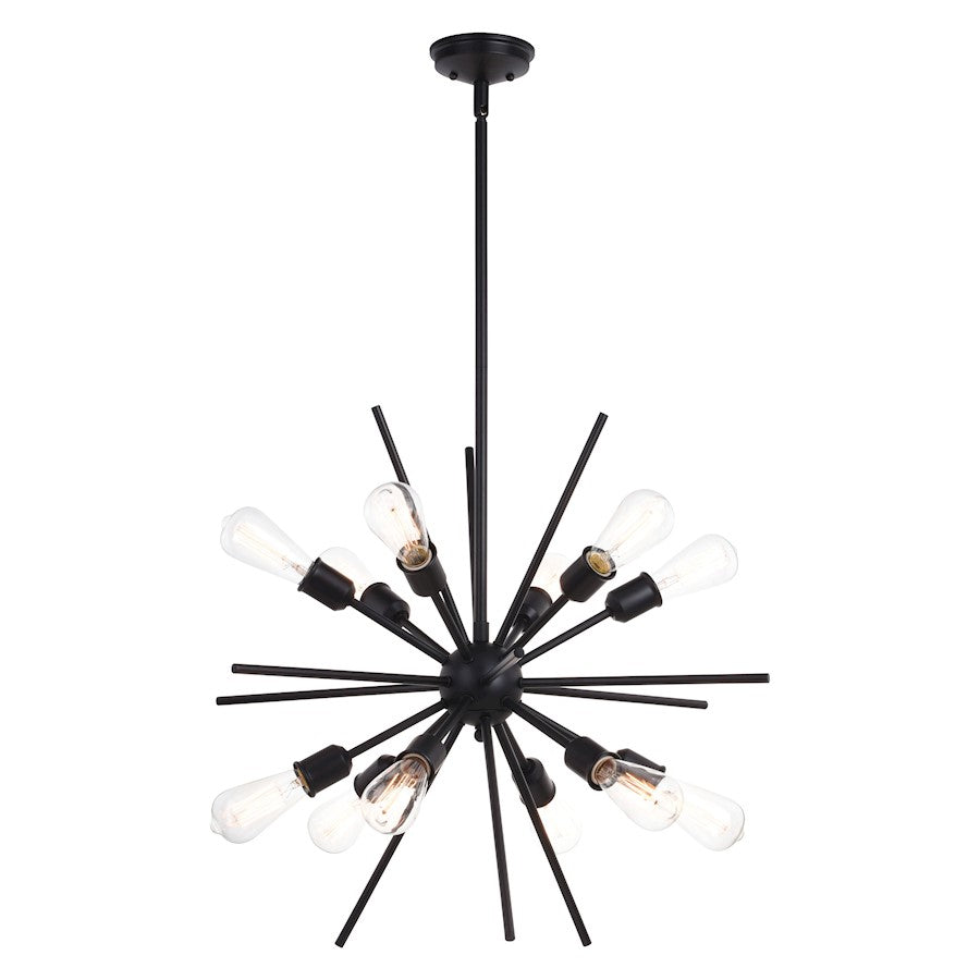 Vaxcel Estelle 12 Light 27.5" Pendant, Matte Black - P0343