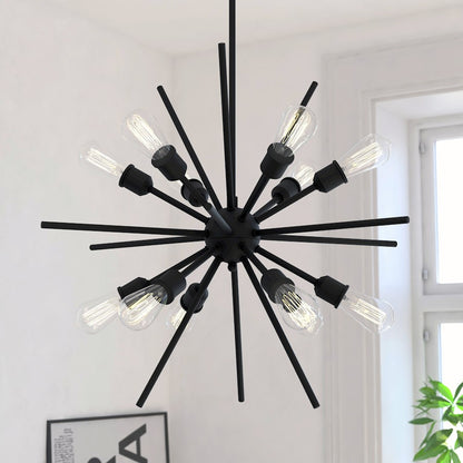 12 Light 27.5" Pendant, Matte Black