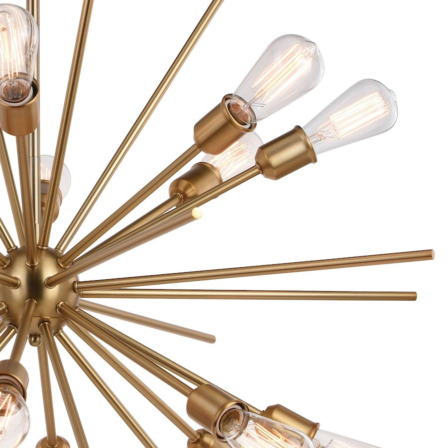 16 Light 36" Pendant, Natural Brass