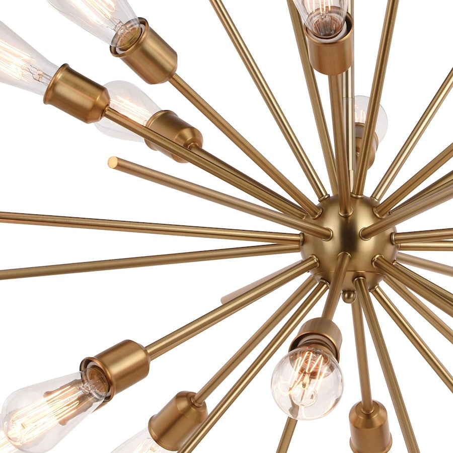 16 Light 36" Pendant, Natural Brass