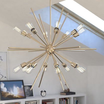 16 Light 36" Pendant, Natural Brass