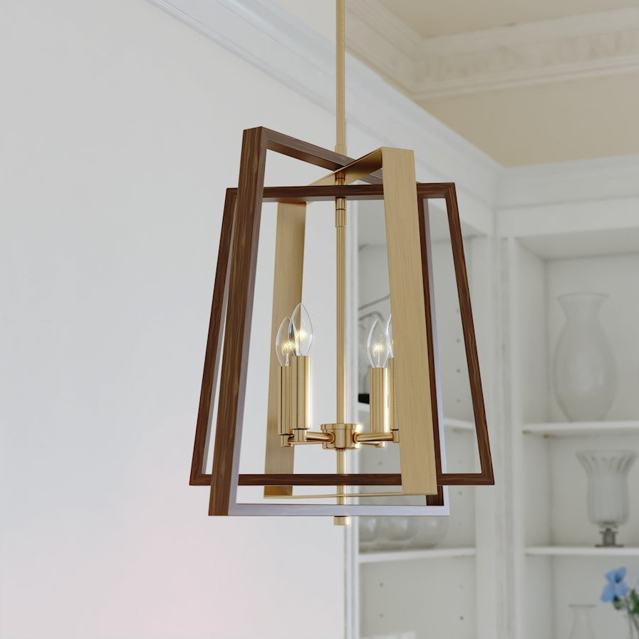 4 Light 20" Pendant, Natural Brass