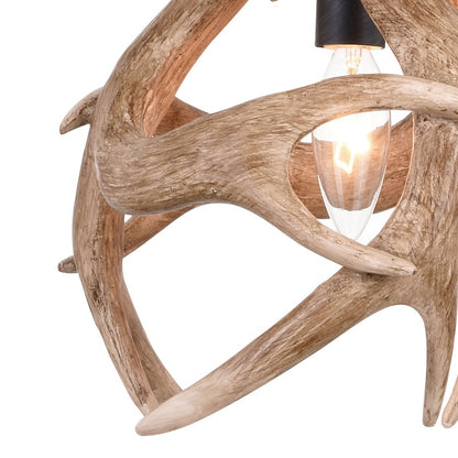 1 Light 10.75" Antler Pendant, Aged Iron