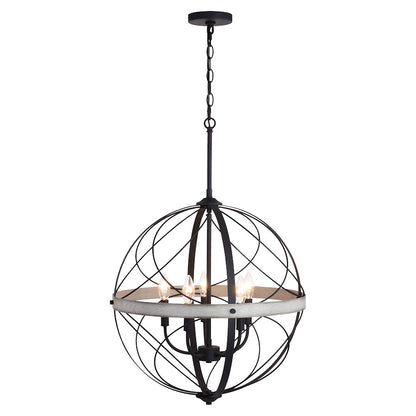 Vaxcel Montclare 5 Light 21.25" Orb Pendant, Black/White Ash - P0355