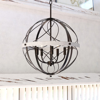 5 Light 21.25" Orb Pendant, Black