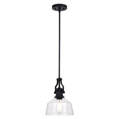 Vaxcel Beloit 1 Light 9" Mini Pendant, Matte Black/Clear Seeded - P0357