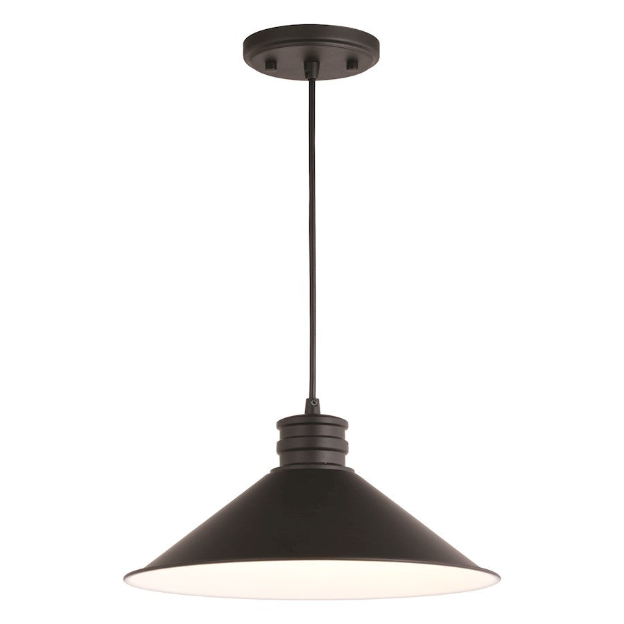 Vaxcel Akron 1 Light 12" Pendant, Bronze/White/Metal Shade - P0362