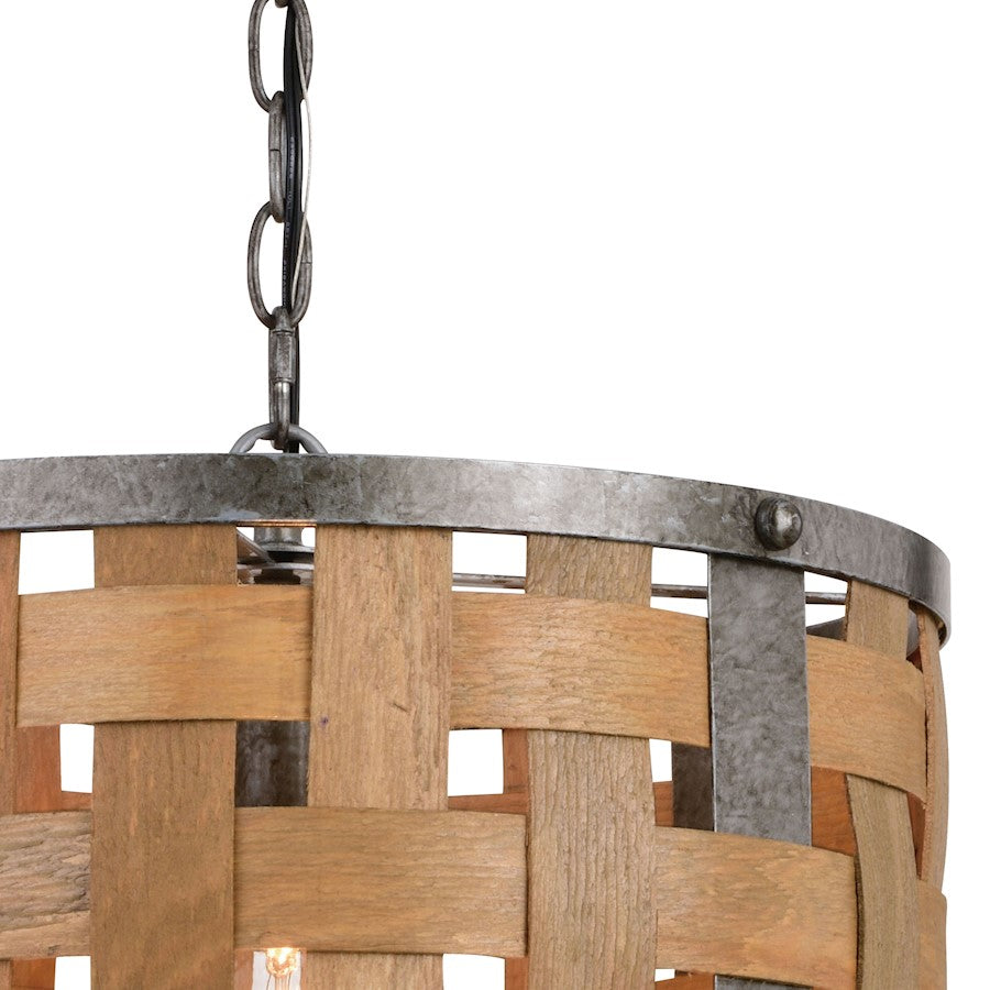 1 Light 15.75" Pendant, Vintage Steel