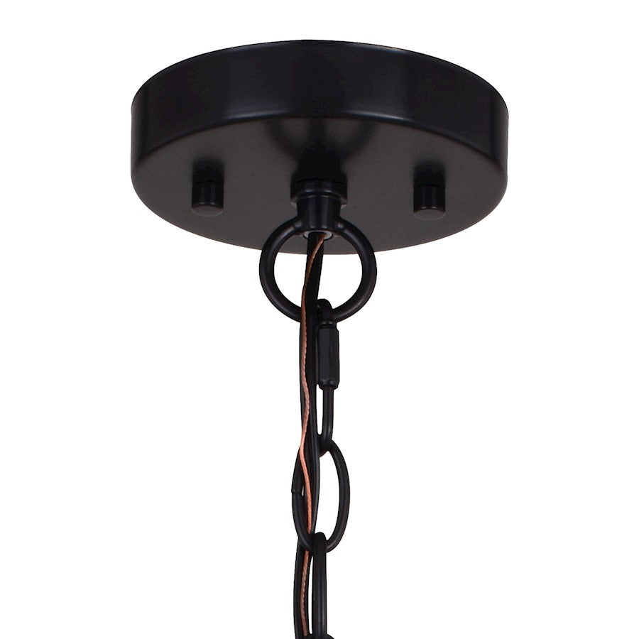 4 Light Pendant, Black/Washed Ash