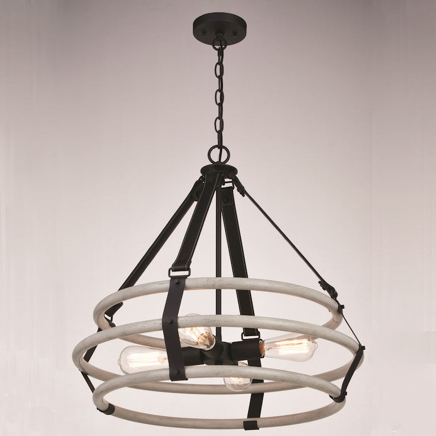 4 Light Pendant, Textured Black