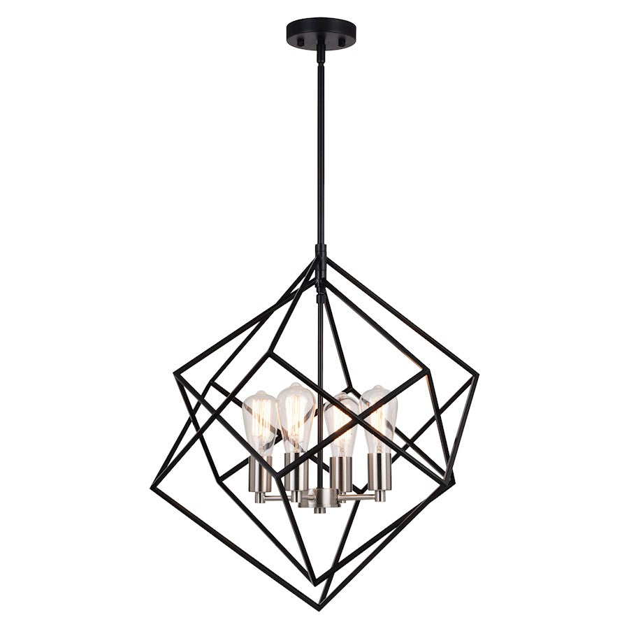 Vaxcel Rad 4 Light 23.5" Pendant, Black/Satin Nickel - P0373