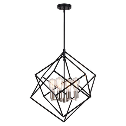 Vaxcel Rad 4 Light 23.5" Pendant, Black/Satin Nickel - P0373