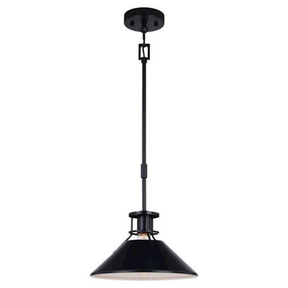 Vaxcel Canton 12" Pendant, Black/Matte White/Metal Shade - P0379