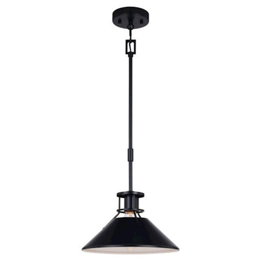 Vaxcel Canton 12" Pendant, Black/Matte White/Metal Shade - P0379