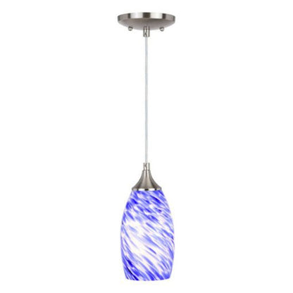 Vaxcel Milano 5" Mini Pendant, Azzura Glass Satin Nickel/Azurra Glass - P0383