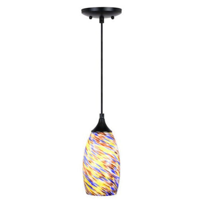 Vaxcel Milano 5" Mini Pendant, Matte Black/Terra Tide Glass - P0386