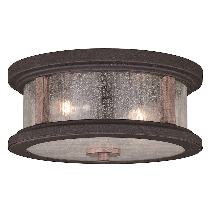 Vaxcel Cumberland 2 Light 13" Outdoor Flush Mount, Bronze/Burnished Oak