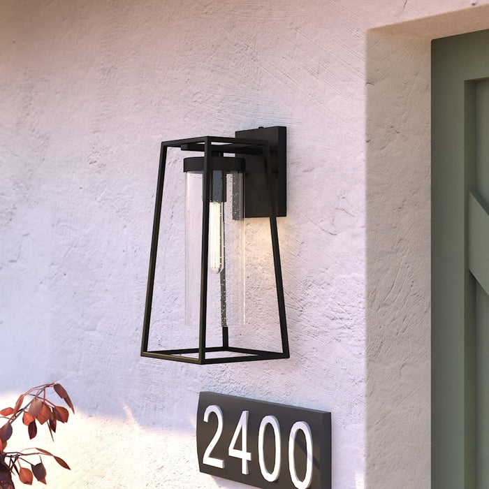 Vaxcel Nash 1 Light Outdoor Wall Light, Black/Clear Seeded