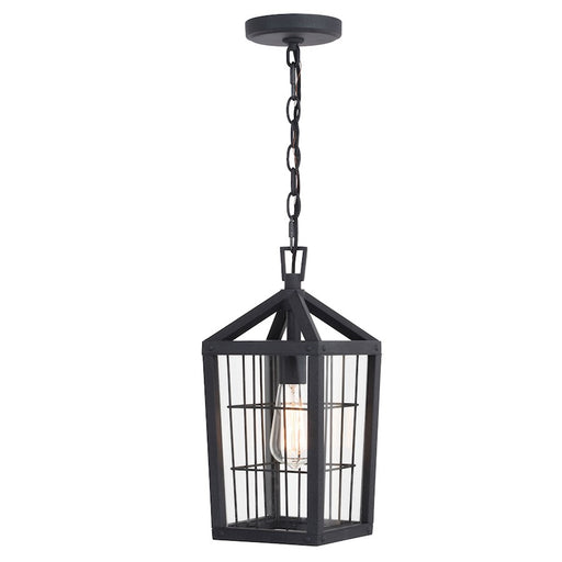 Vaxcel Gage 1 Light 7" Outdoor Pendant, Volcanic Black/Clear - T0590