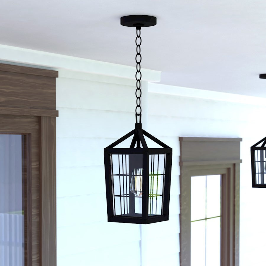 1 Light 7" Outdoor Pendant, Volcanic Black