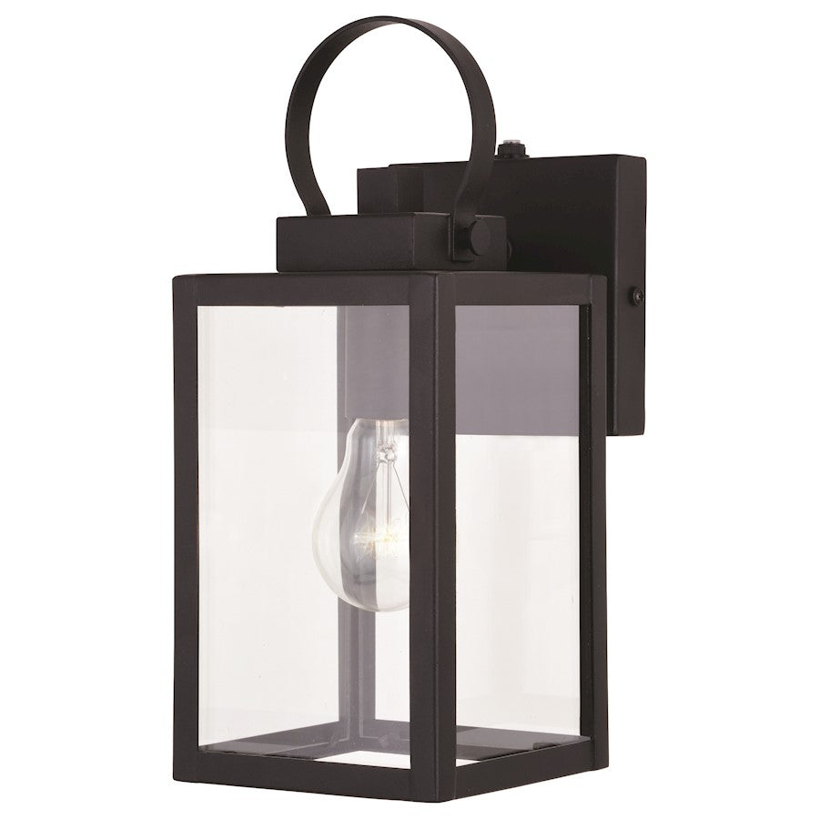 Vaxcel Medinah 1 Light 5" Outdoor Wall Light, Textured Black/Clear - T0600