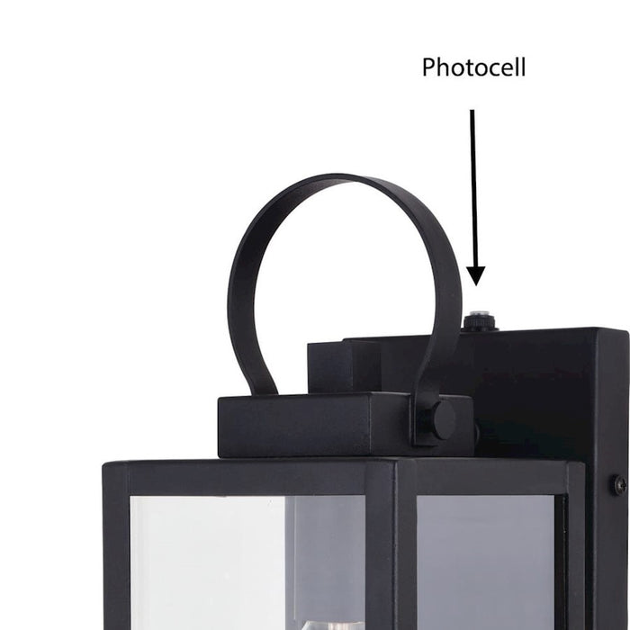 Vaxcel Medinah 1 Light Outdoor Wall Light, Black/Clear