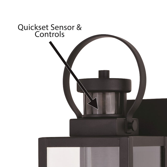 Vaxcel Medinah 1 Light 5" Outdoor Motion Sensor Wall Light, Black/Clear