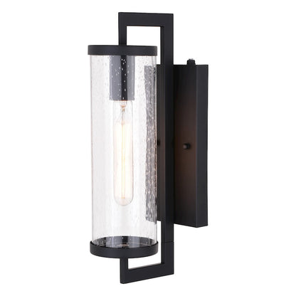 Vaxcel Morgan 1 Light Park 16" Outdoor Wall Light, Black/Clear Seeded - T0603