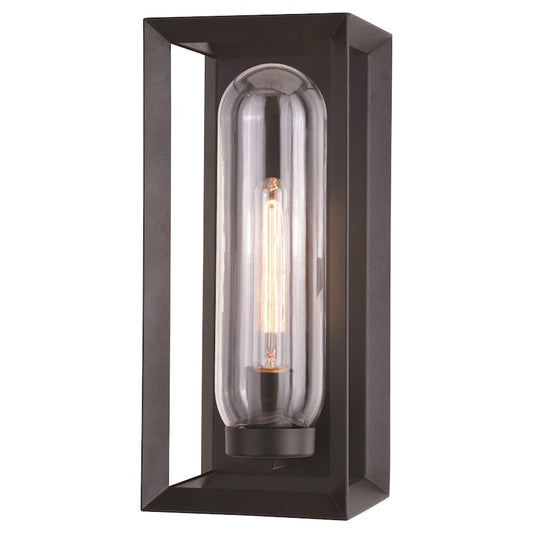 Vaxcel Pullman 1 Light 6.5" Outdoor Wall Light, Textured Black/Clear - T0605