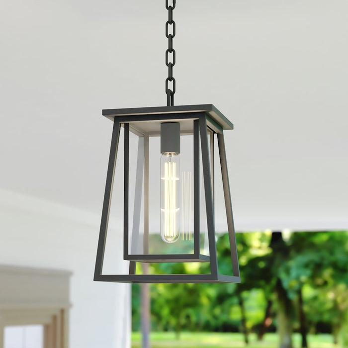 Vaxcel Blackwell 1 Light 8" Outdoor Pendant, Matte Black/Clear