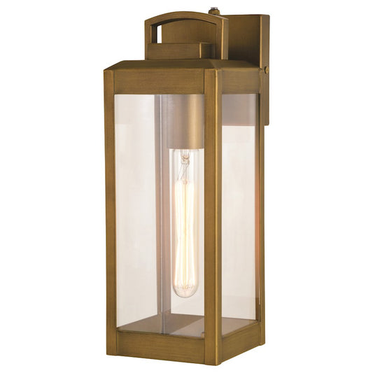 Vaxcel Kinzie 5" 1 Light Outdoor Wall Light, Vintage Brass/Clear Glass - T0628