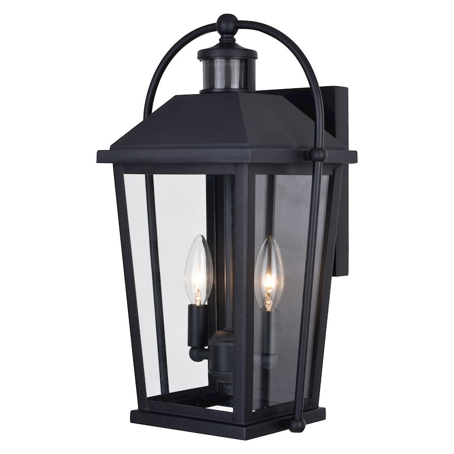 Vaxcel Lexington 2 Light Dualux 9" Outdoor Wall Light, Black/Clear - T0637