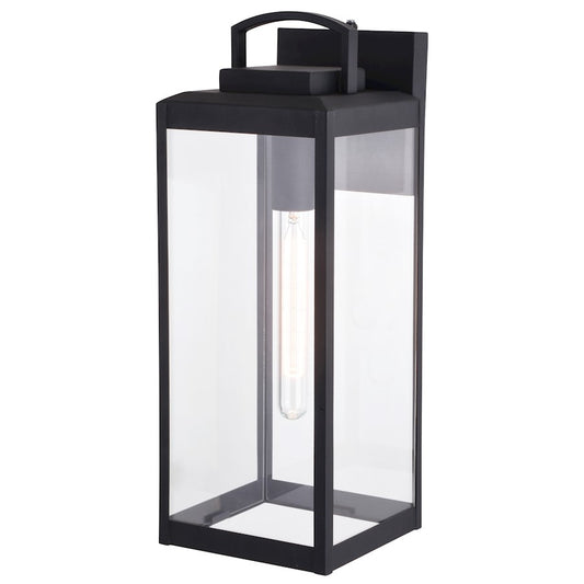 Vaxcel Kinzie 1 Light 7" W Outdoor Wall Light, Textured Black/Clear - T0645