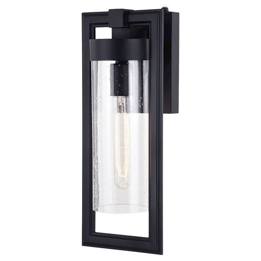 Vaxcel Malmo 7" Outdoor Wall Light, Matte Black/Clear Seeded Glass - T0686