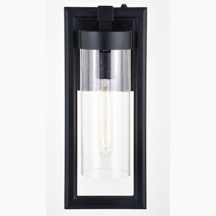 Vaxcel Malmo 7" Outdoor Wall Light, Matte Black/Clear Seeded Glass