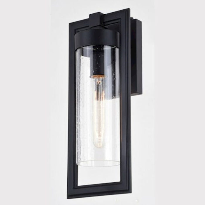 Vaxcel Malmo 7" Outdoor Wall Light, Matte Black/Clear Seeded Glass
