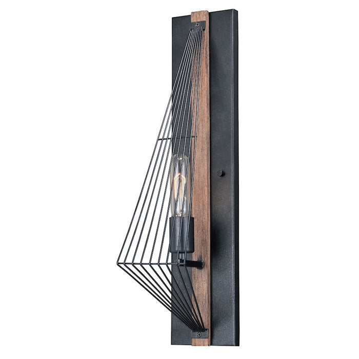 Vaxcel Dearborn 1 Light Wall Light, Black with Burnished Wood