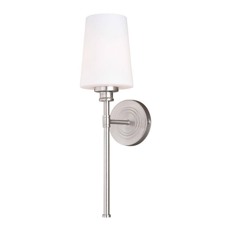 Vaxcel Clark 1 Light Wall Light, Satin Nickel/Nickel - W0355