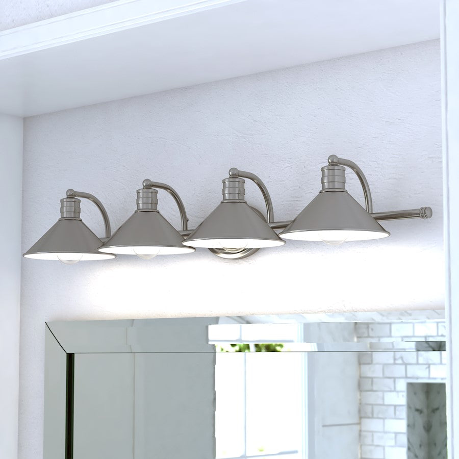 4 Light Bathroom Vanity Light, Nickel