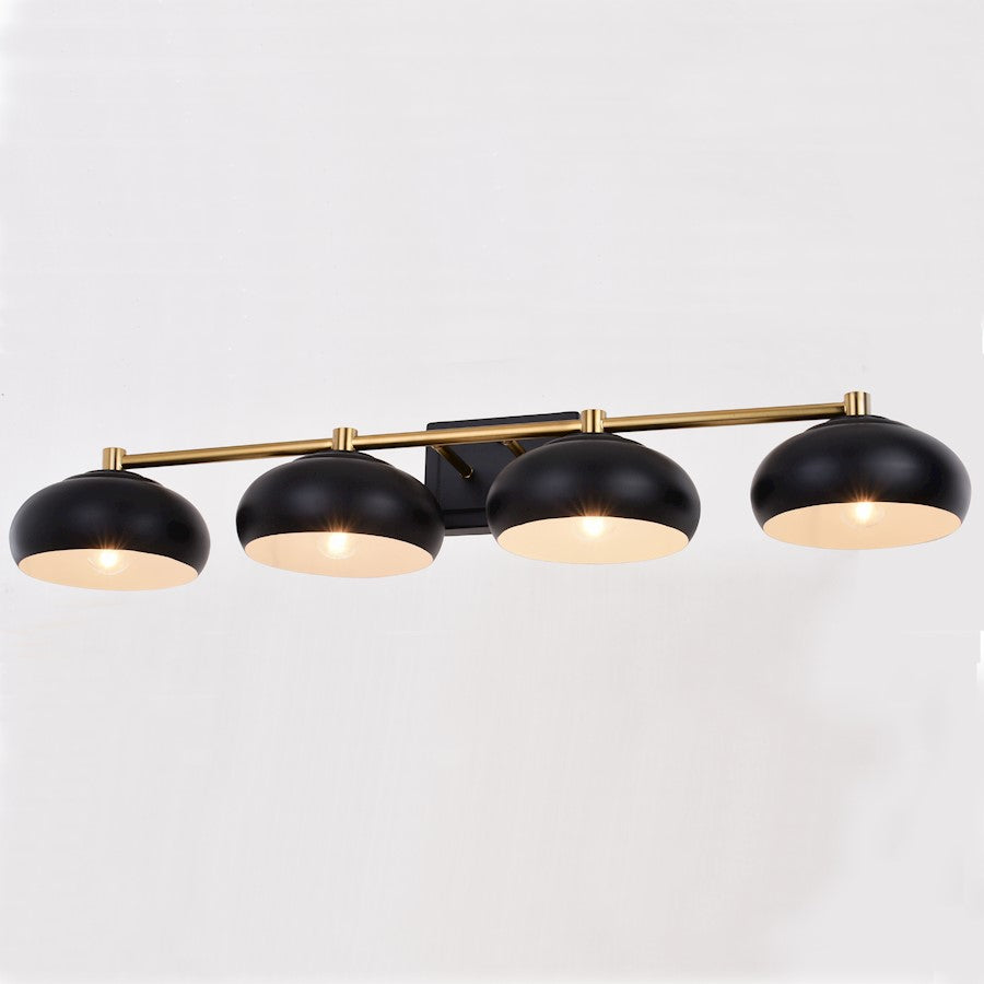 4 Light Bathroom Vanity Light, Matte Black