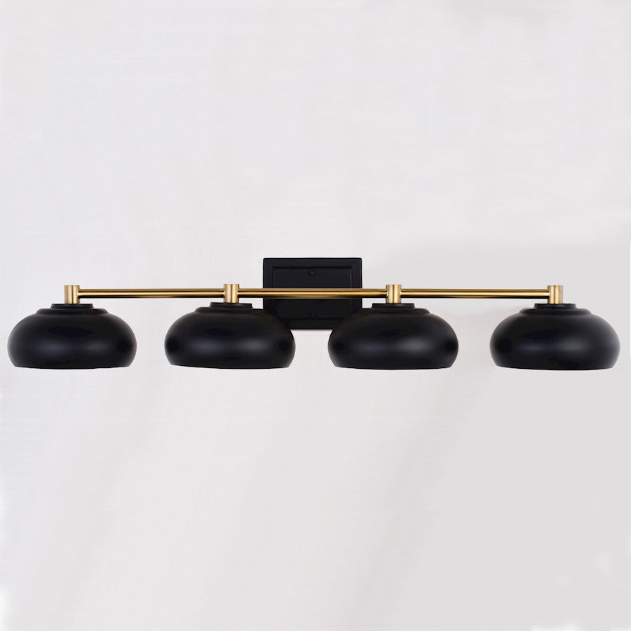 4 Light Bathroom Vanity Light, Matte Black