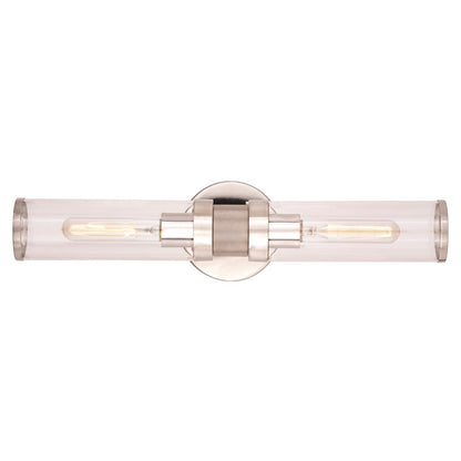 Vaxcel Levitt 2 Light Wall Light, Polished Nickel/Clear - W0389