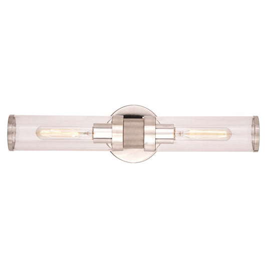 Vaxcel Levitt 2 Light Wall Light, Polished Nickel/Clear - W0389