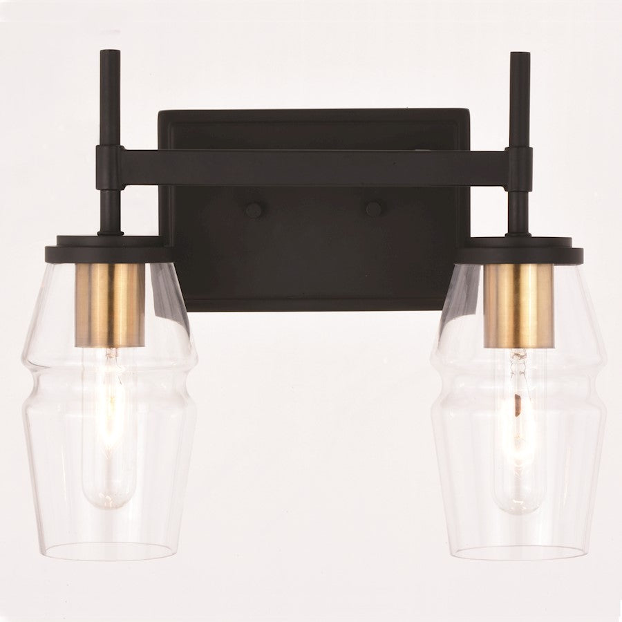 2 Light Bathroom Vanity Light, Matte Black