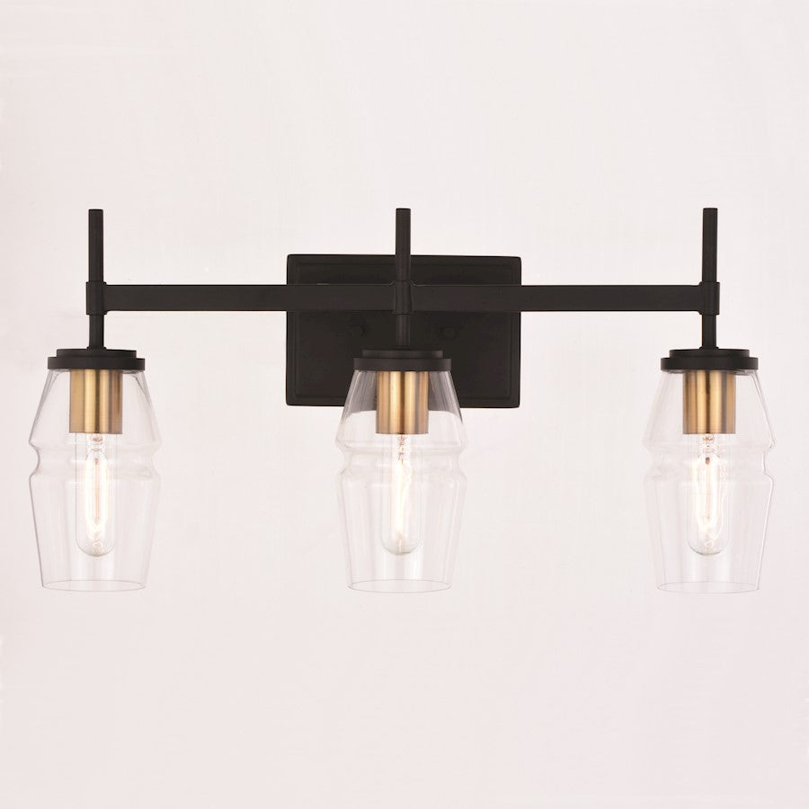 3 Light Bathroom Vanity Light, Matte Black