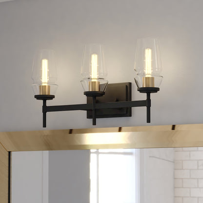 3 Light Bathroom Vanity Light, Matte Black