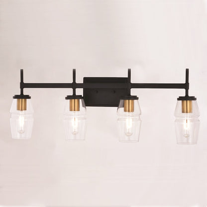 4 Light Bathroom Vanity Light, Matte Black