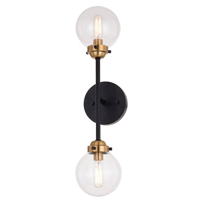 Vaxcel Orbit 2 Light Wall Light, Oil Rubbed Bronze/Muted Brass/Clear - W0396